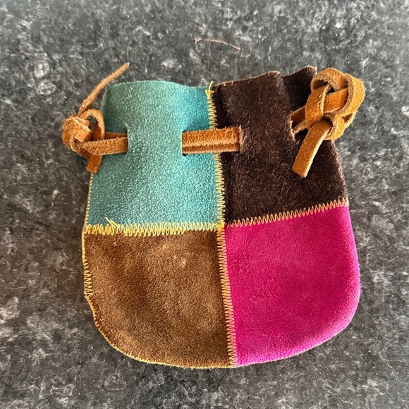 Patchwork Suede Drawstring Bag - Picture 1 of 5